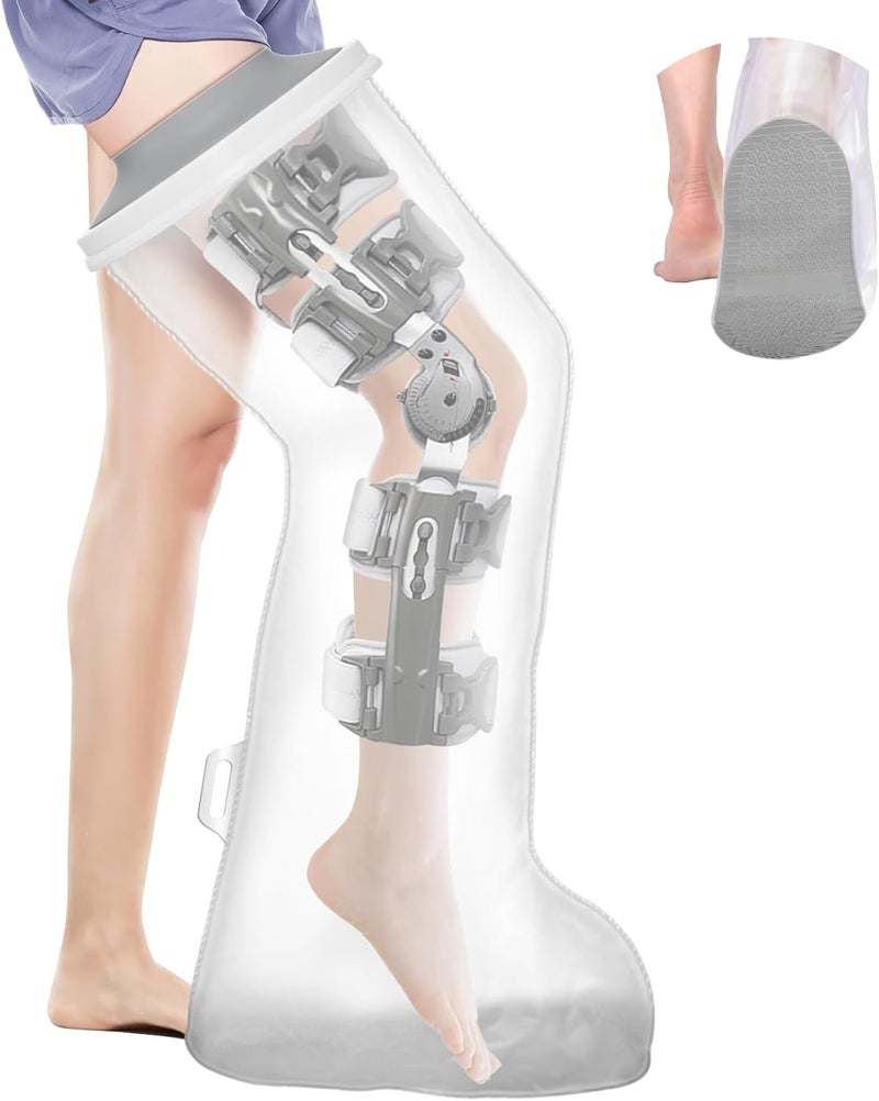 DNEOUXI Waterproof Extra Wide Full Leg Cast Cover for Shower After Knee Surgery with Upgrade Non-Slip Bottom, Watertight Cast Protector for Leg Knee Foot Immobilizer, Bandage Wounds, Walking Boots, Reusable - Image 1